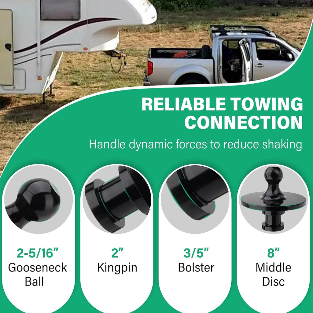 Fifth Wheel Gooseneck Hitch Adapter, Kingpin to 2-5/16'' Gooseneck Ball Adapter for RV Truck Pickup Trailer, 30000lbs Max Load Capacity