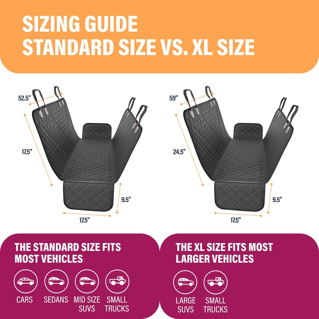 active pets black standard dog car hammock back showing dimensions