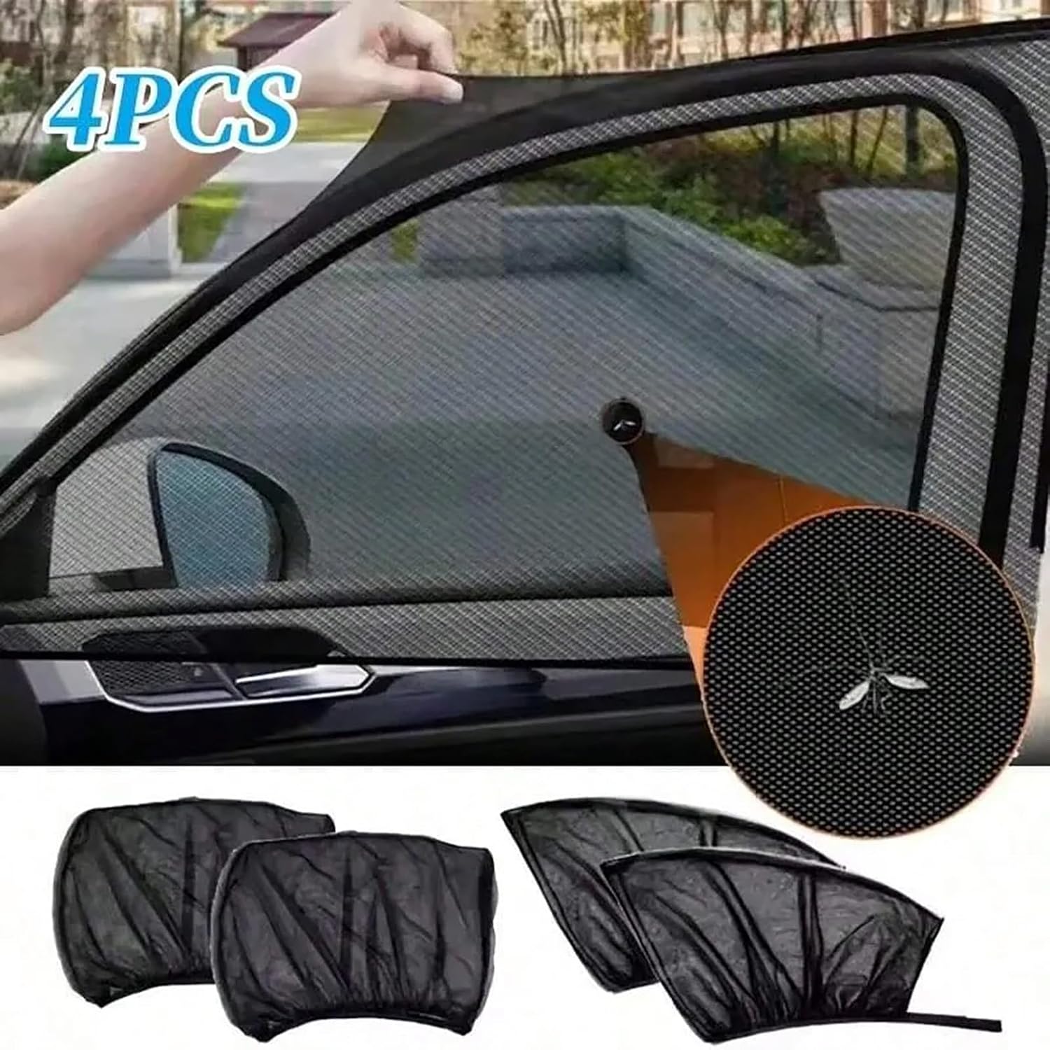 Car Window Shades for Lincoln MKX 2007–2018 U388, 4 Pack Breathable Mesh Car Side Window Sunshade, Block UV Rays and Mosquitoes, Roll Down Windows Freely, Side Cover