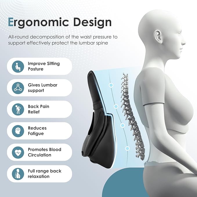 FLORICH Double Layer Breathable Mesh Lumbar Support Ergonomic Leather Lumbar - Image 4