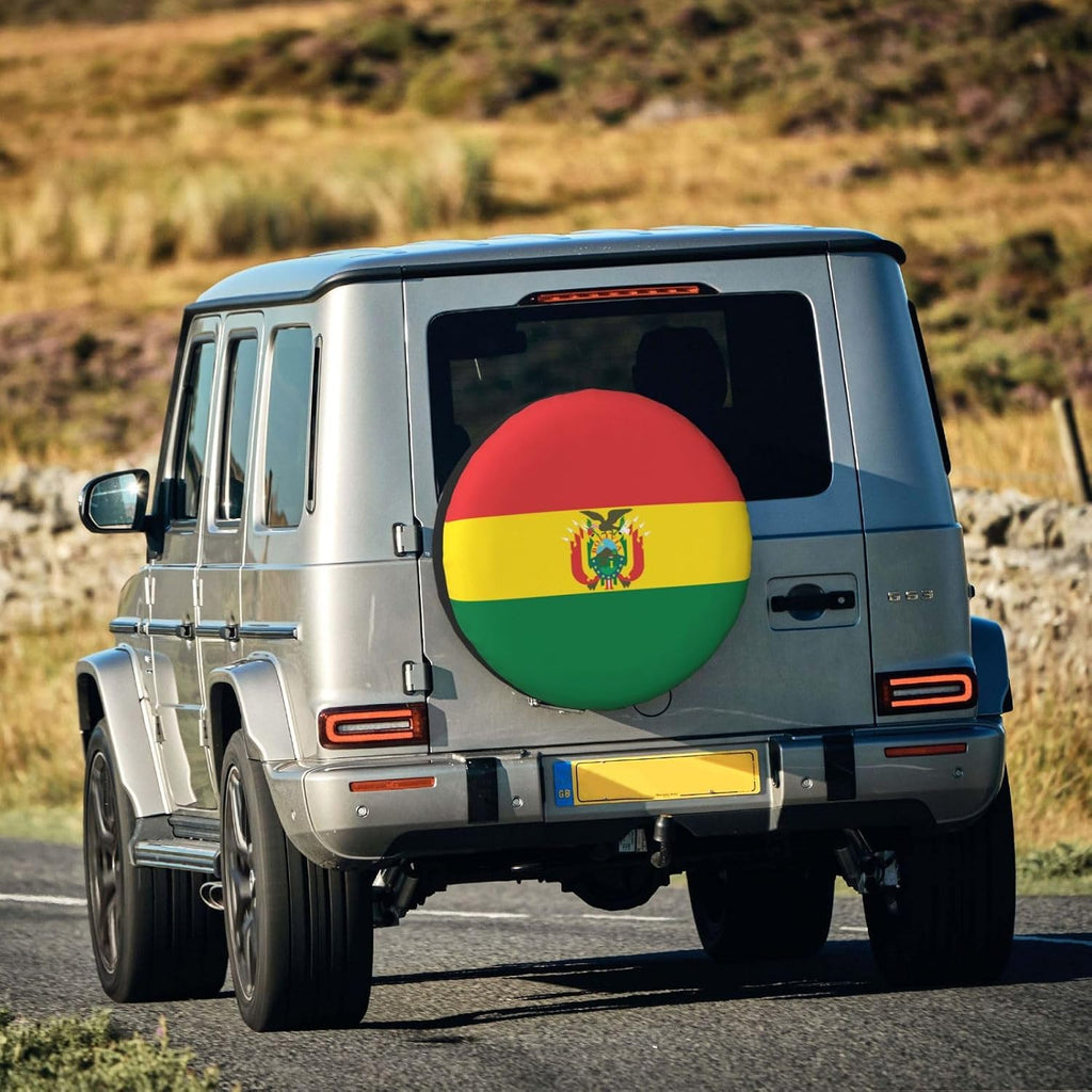 Flag of Bolivia Print Universal Spare Tire Cover for RV, Jeep | Wheel Protector Fits Rv, Trailer, Jeep, Shield Tires From Sun, Dirt And Rain For Outdoor Storage