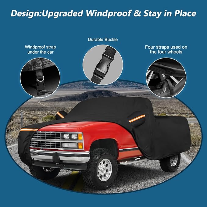 Car Cover for Chevrolet C/K 1500/2500/3500 1988-1999, Waterproof 210D Oxford - Image 3