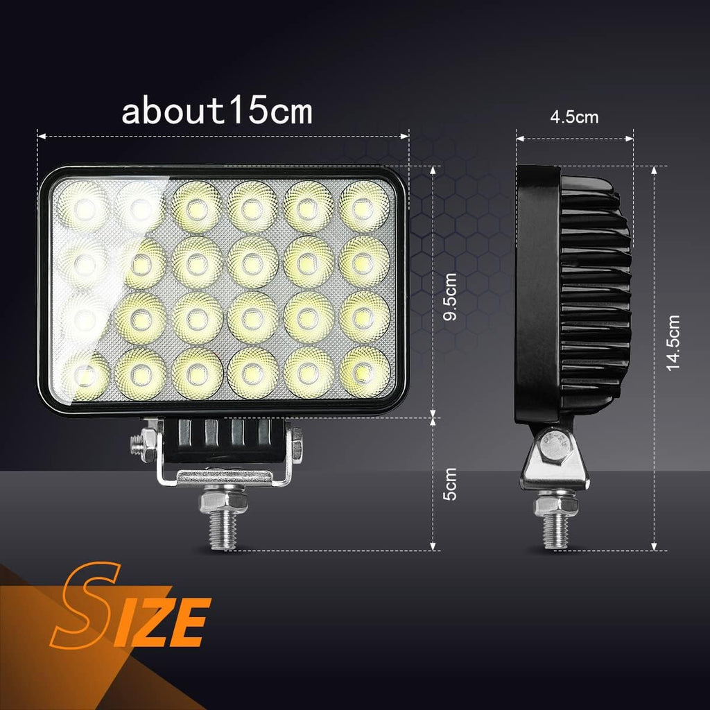 72w led work light 12v 24v heavy-duty truck on a desk or shelf