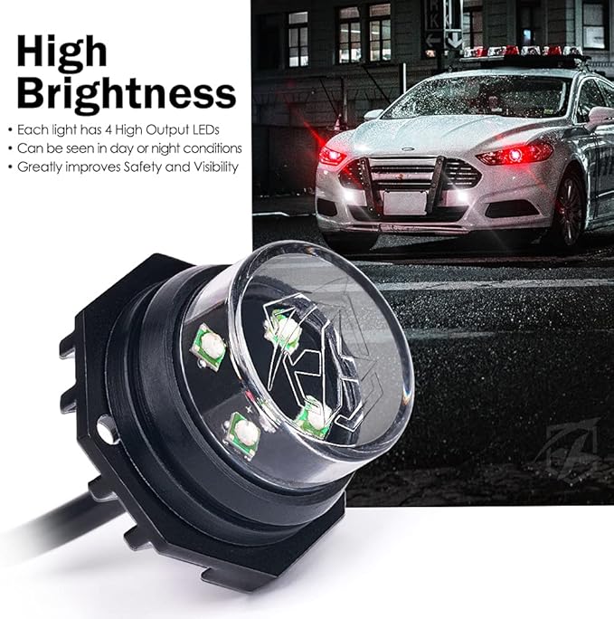 Xprite White Red LED Hideaway Strobe Lights Kit, 20 Flashing Patterns w/Control - Image 2