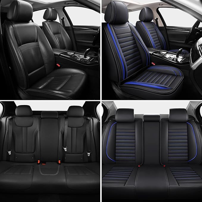 Leather Car Seat Covers Full Set, Universal Faux Leather Car Seat Covers 5 Seats - Image 3