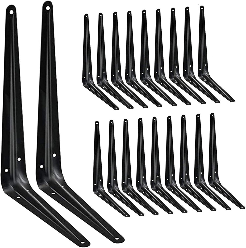 shelf brackets 12 inches, heavy duty black iron, main product view