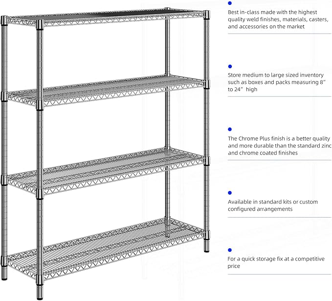 1760 LBs 4 Tier Storage Rack Metal Wire Shelving Unit, Storage Standing Shelf - Image 7