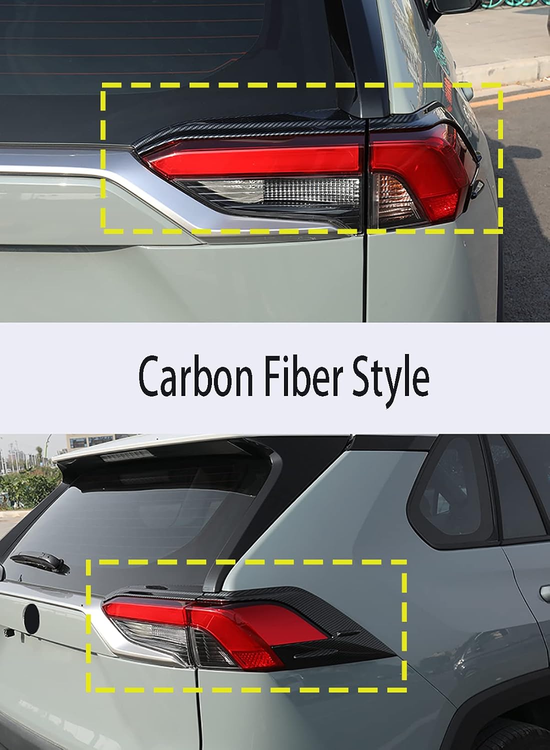Car Accessories Fit for Toyota RAV4 2019 2020 2021 2022 2023 2024 2025 Tail Light Lamp Cover Frame Decor Trim (Carbon Fiber Style) ABS 4 PCS