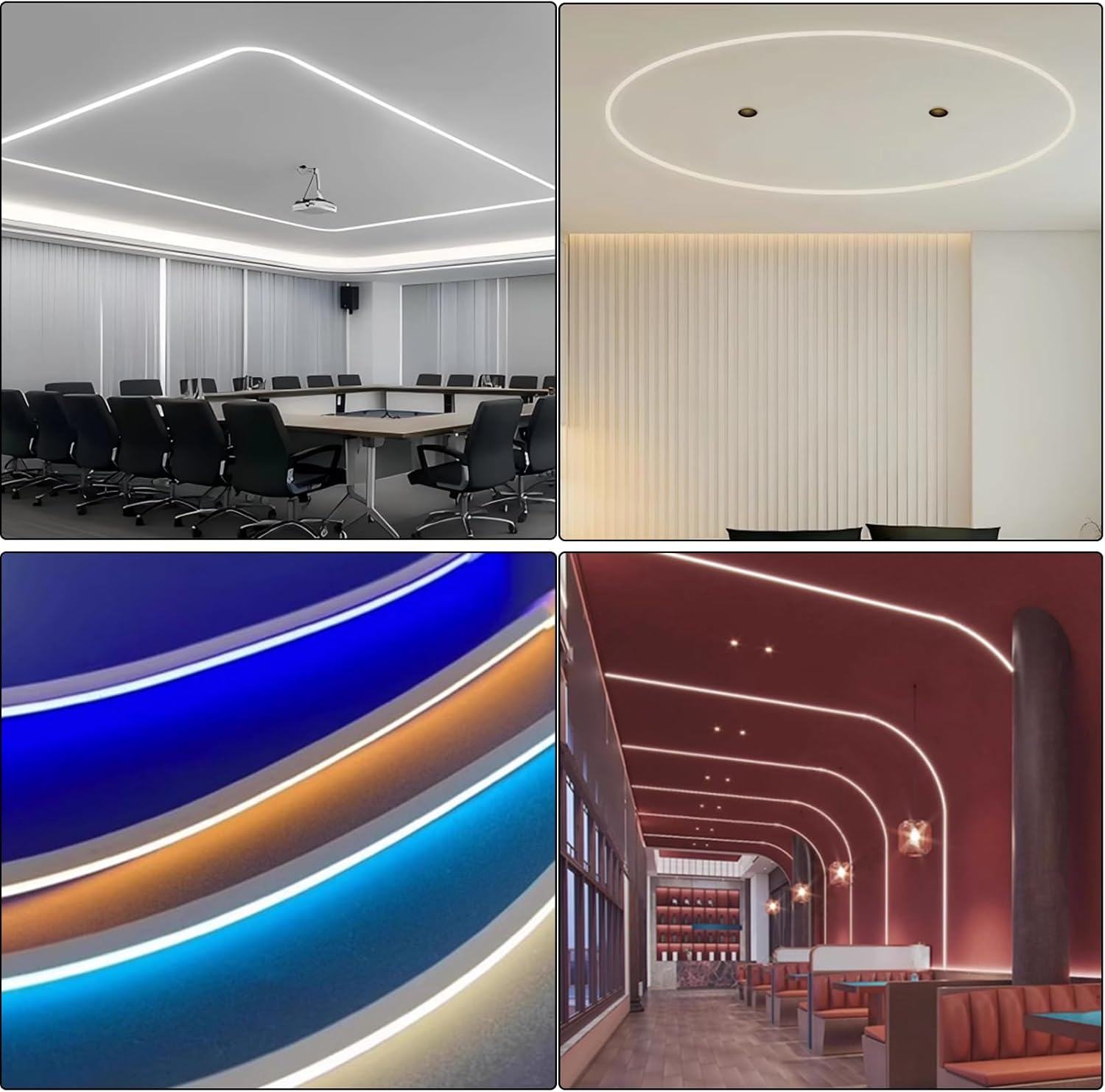 196inch Silicone LED Diffuser Channel, Flexible Waterproof Neon Rope Strip Light Tube Silicone Cover for 6mm Wide Led Strip Lights (10 x 10mm)