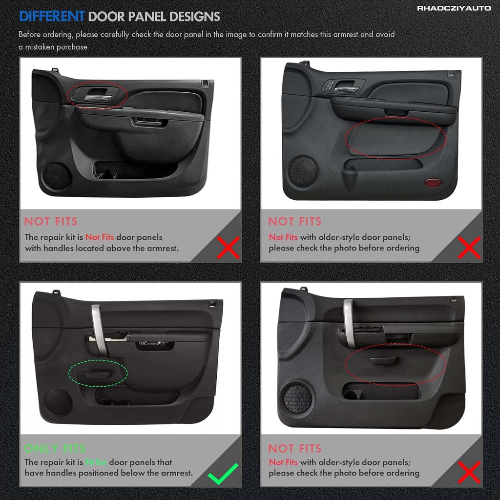 22818465 Front Left Driver Side Armrest Repair Kit Fit for Chevy Silverado 1500 2500HD 3500HD 2010-2014 For GMC Sierra 1500 2500 HD 3500 HD 2010-2014 Door Panel with Release Handle Below Armrest Black