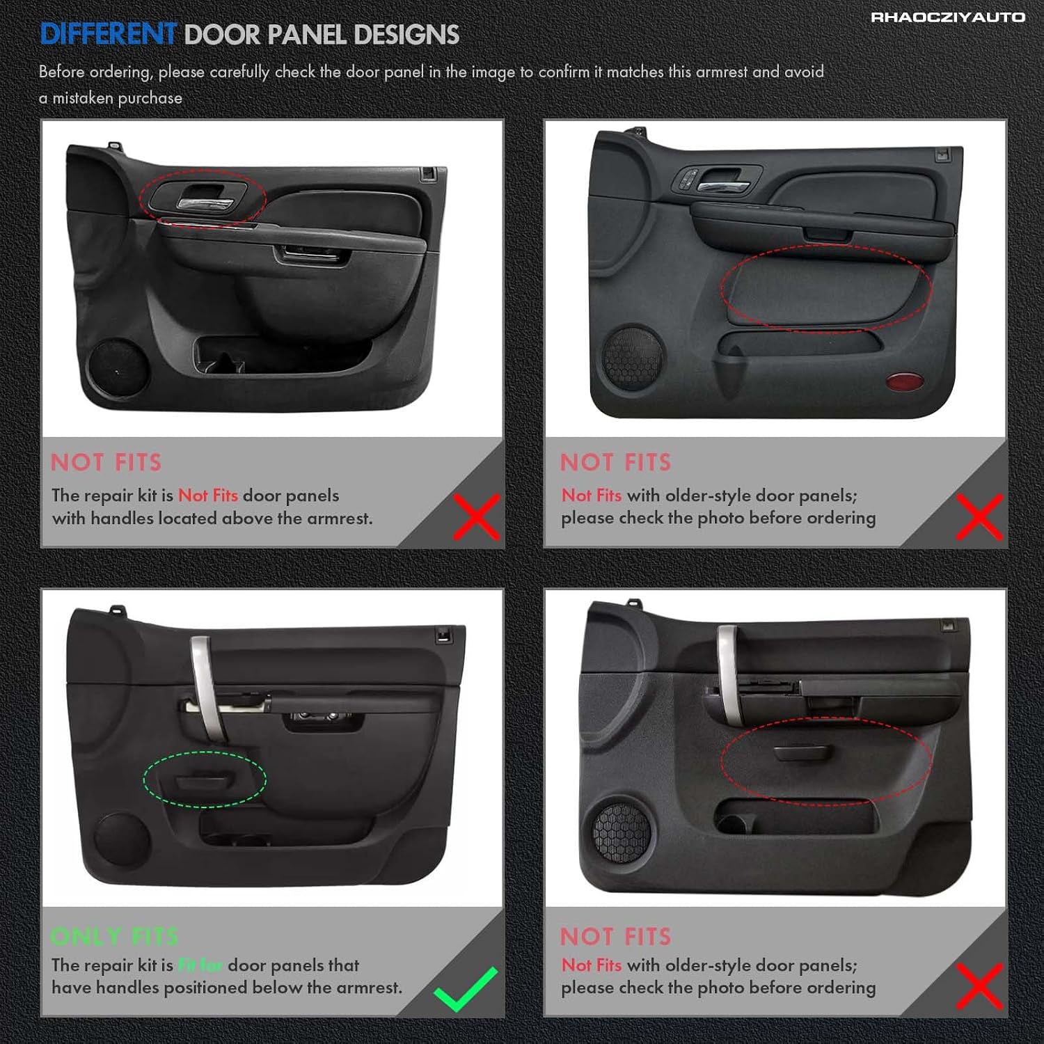 22818465 Front Left Driver Side Armrest Repair Kit Fit for Chevy Silverado 1500 2500HD 3500HD 2010-2014 For GMC Sierra 1500 2500 HD 3500 HD 2010-2014 Door Panel with Release Handle Below Armrest Black