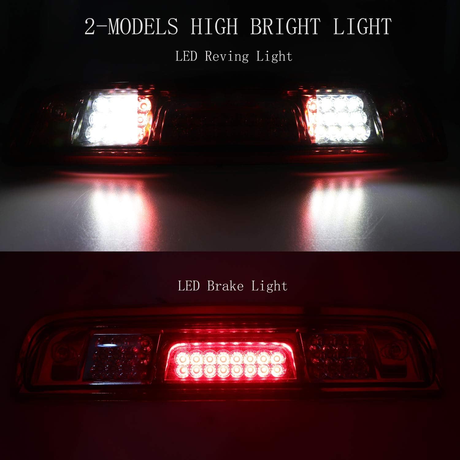 Tresound LED Third Brake Cargo Light for 2014-2018 Chevy Chevrolet Silverado & GMC Sierra 1500 2500HD 3500HD Rear High Mount Stop Lamp Red Lens Chrome Housing