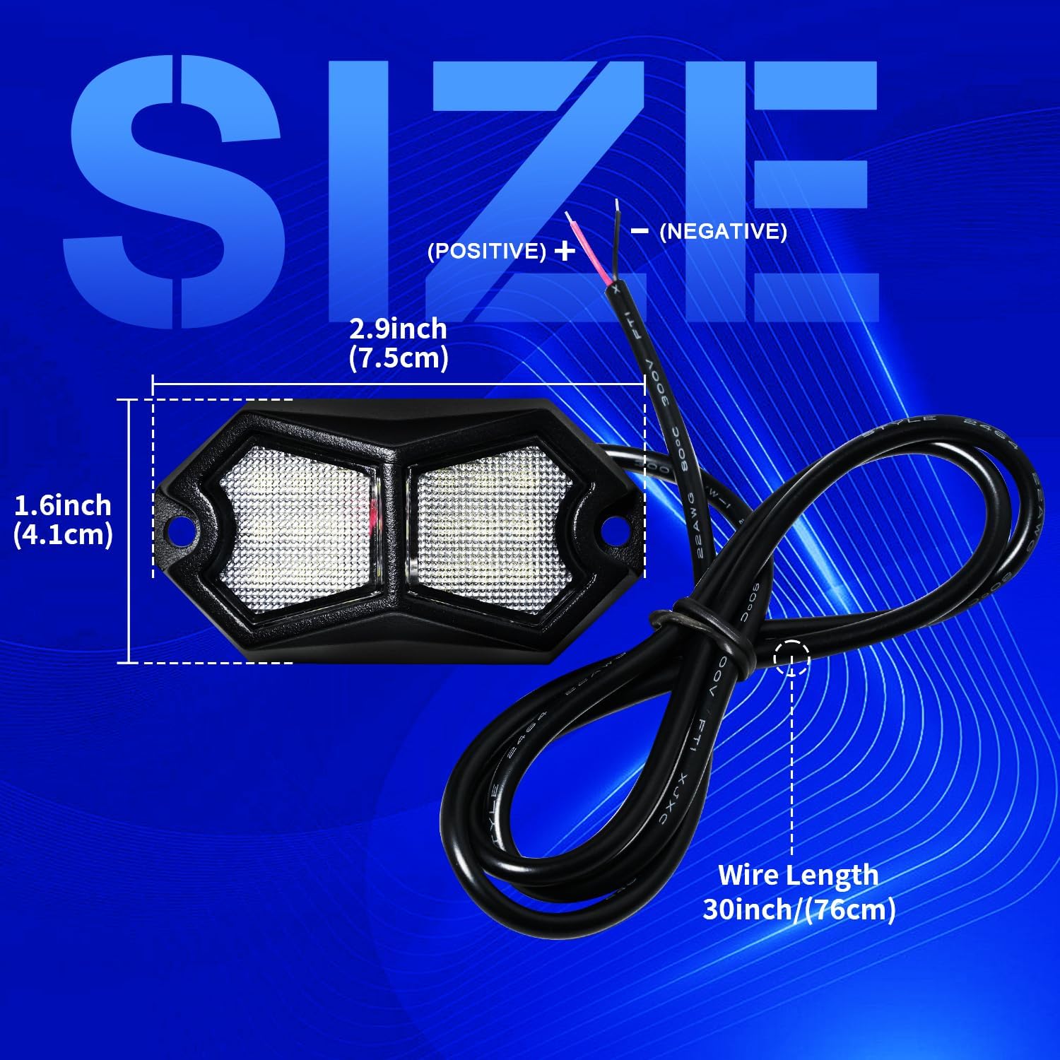 Led Rock Lights White 4 Pods 18LEDs 210 Degree Wide Angle IP68 Waterproof Aluminum Housing Underglow Underbody Lights 12v 24V for Truck UTV ATV Camper (4 Pods)