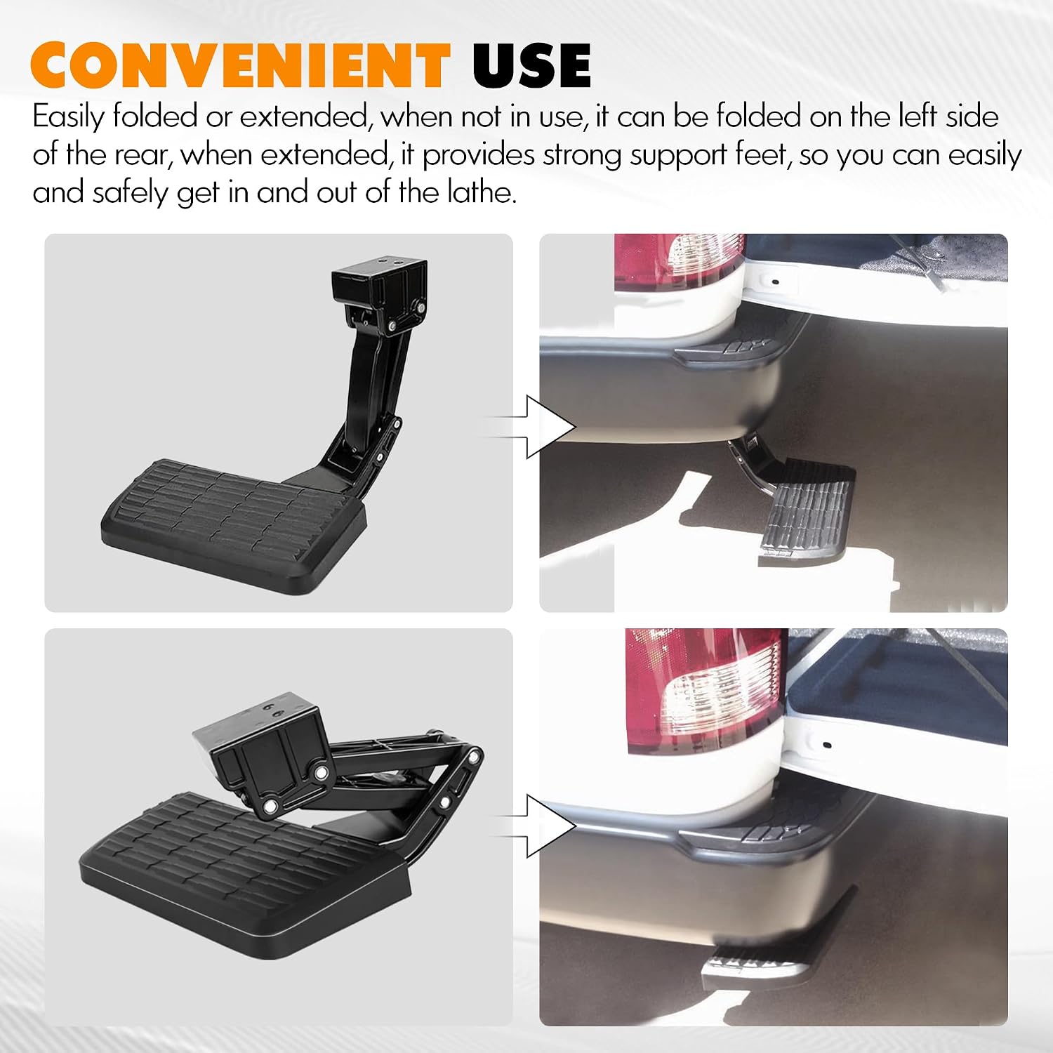 ASOPARTS Rear Bed Step Compatible with 2009-2018 Dodge Ram 1500, Ram 2500/3500 (Excludes Dual Exhaust & EcoDiesel Models) Retractable Bumper Tailgate Step #75306-01A