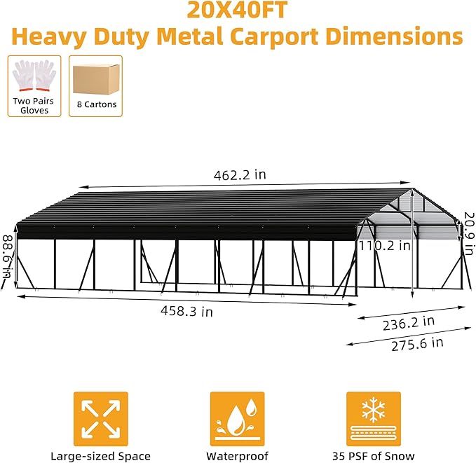 20' x 40' Heavy Duty Metal Carport - Image 2