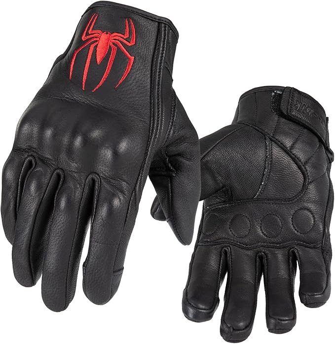 Goatskin Leather Motorcycle Motorbike Powersports Racing Gloves Reflective by Keebik