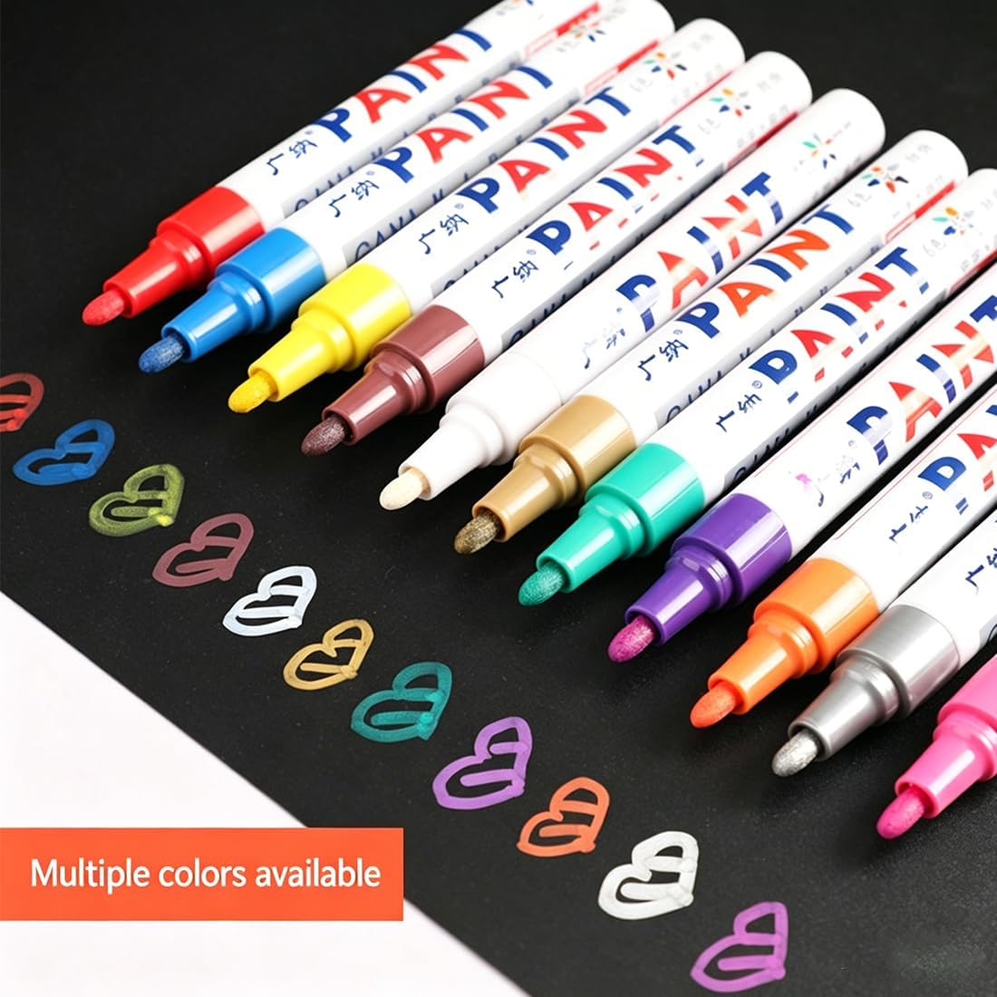Oil-Based Tire Lettering & DIY Detail Pen, 12 Colors Waterproof Tire Paint Pen, Quick Dry Permanent Oil Based Paint Markers, Strong Coverage, for Wood, Plastic, Stone, Metal (Red)