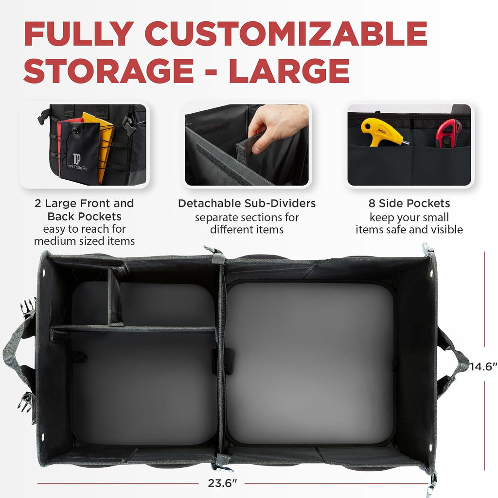 car trunk organizer for suv & truck cargo shown in use
