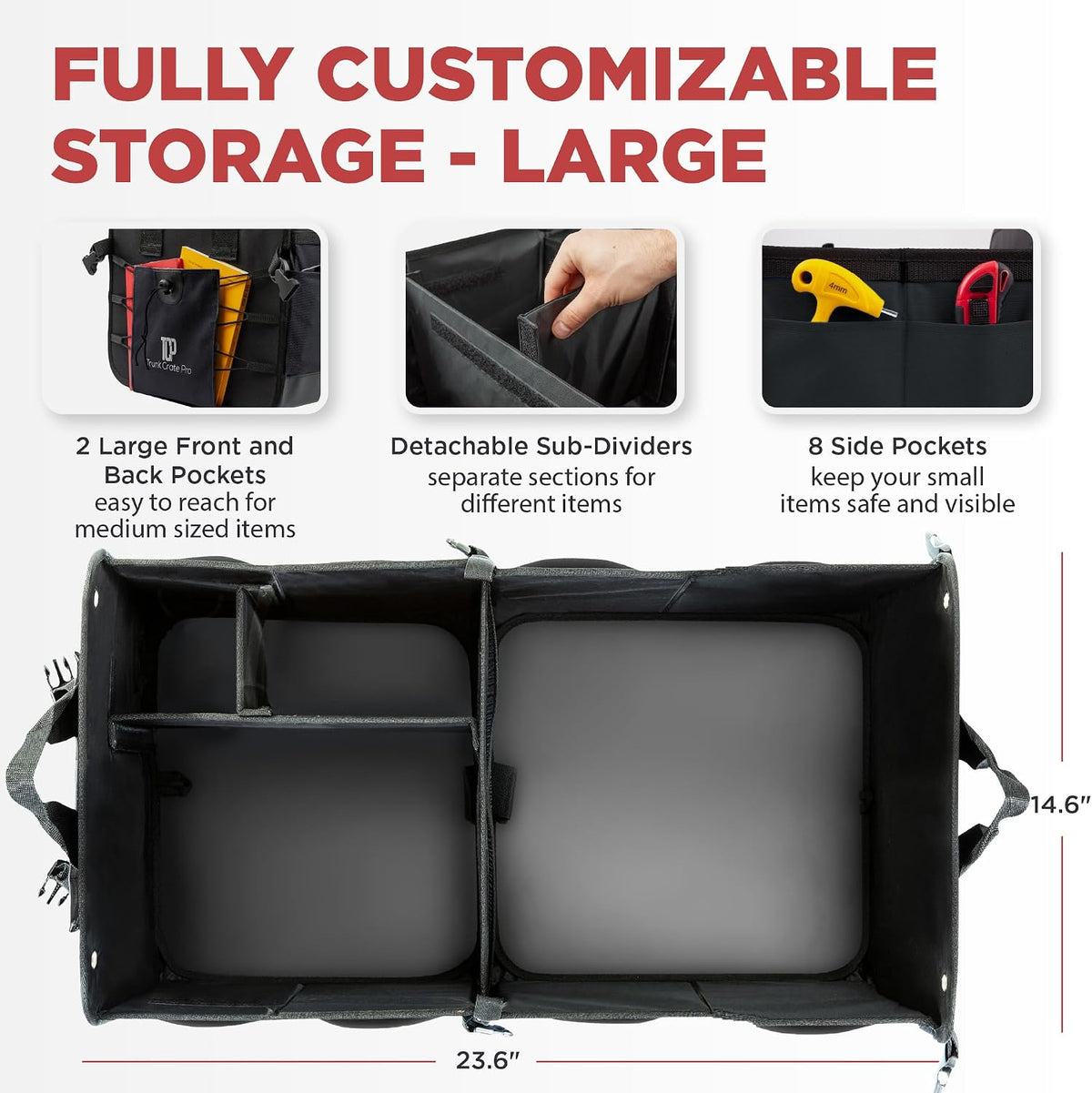 car trunk organizer for suv & truck cargo shown in use