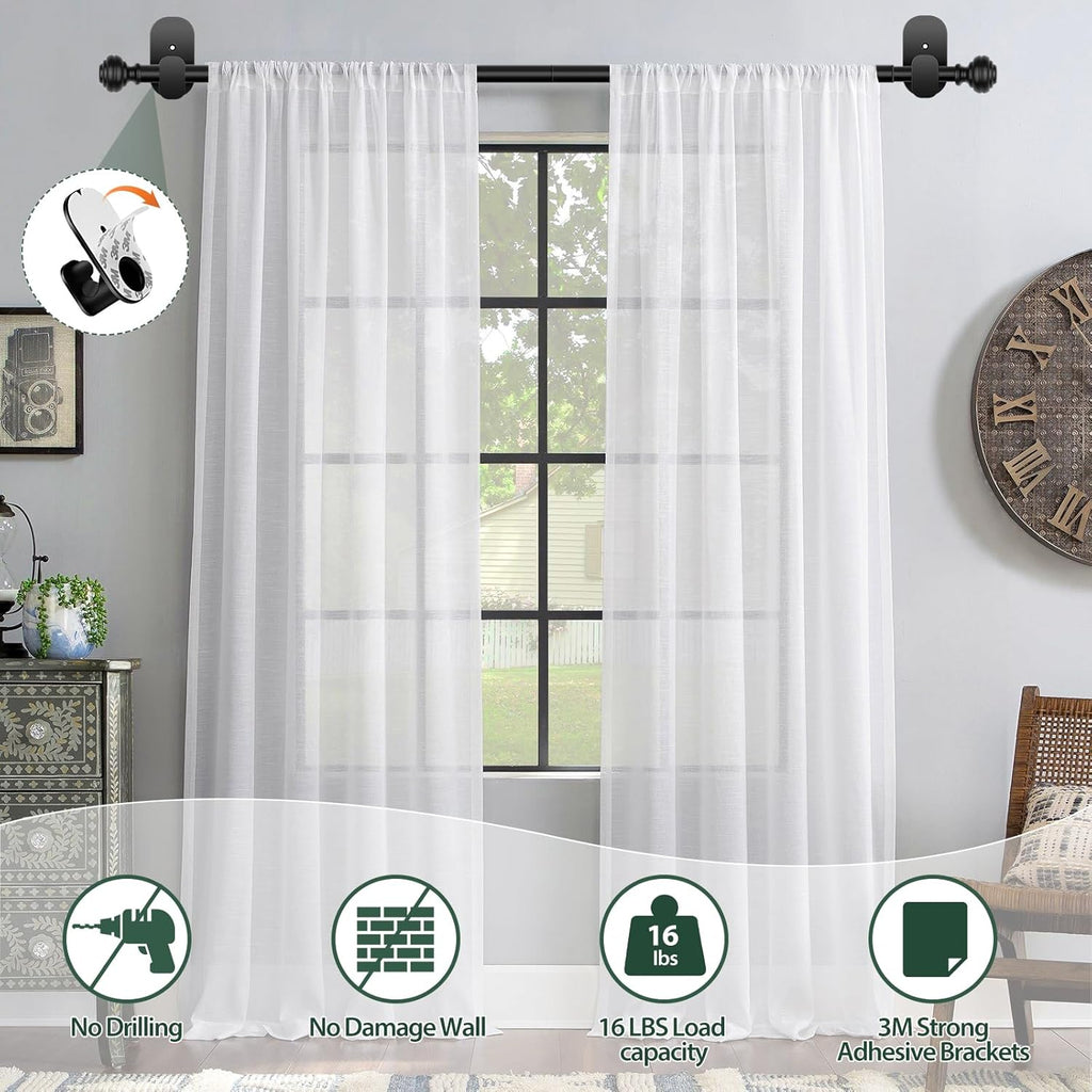 kamanina curtain rods 2 pack no drilling 32, package contents