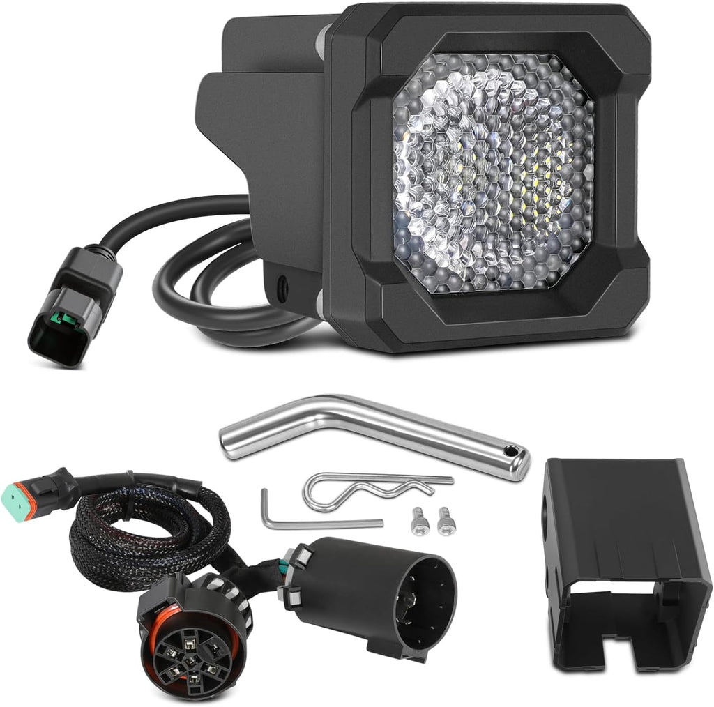 Hitch Mount Reverse Light Kits, Universal Flood Hitch Light Pods for 2x2 Inch Trailer Receiver Backup Light Hitch Harness Compatible with 7-Way Socket for Trucks Pickup Off Road