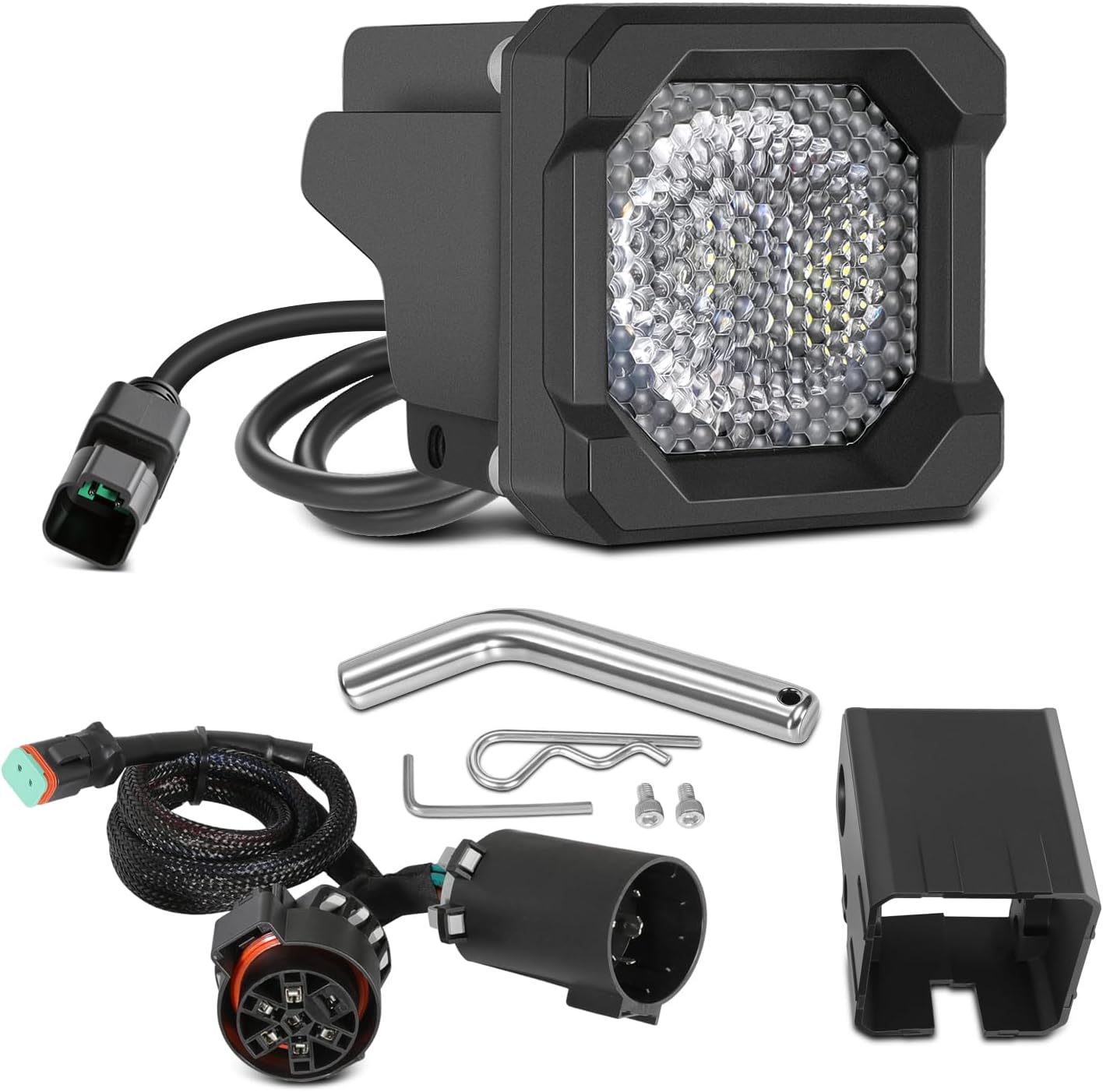 Hitch Mount Reverse Light Kits, Universal Flood Hitch Light Pods for 2x2 Inch Trailer Receiver Backup Light Hitch Harness Compatible with 7-Way Socket for Trucks Pickup Off Road