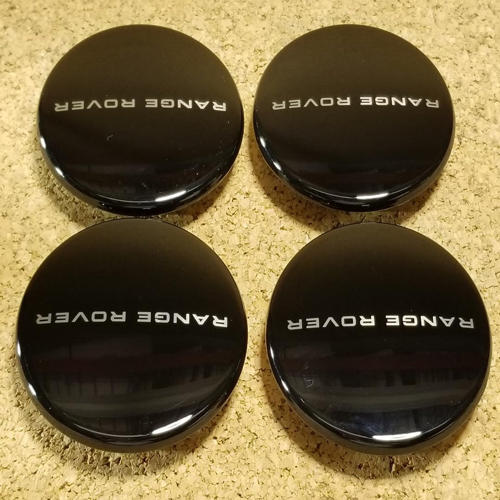 Genuine Wheel HUB Center Cap Set Compatible with Land Rover 605123475 | Fits RANGE ROVER, RANGE ROVER SPORT , VELAR, EVOQUE Set of 4 Black with silver Letters