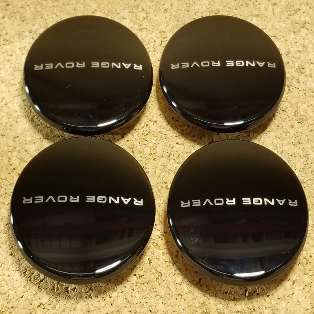Genuine Wheel HUB Center Cap Set Compatible with Land Rover 605123475 | Fits RANGE ROVER, RANGE ROVER SPORT , VELAR, EVOQUE Set of 4 Black with silver Letters