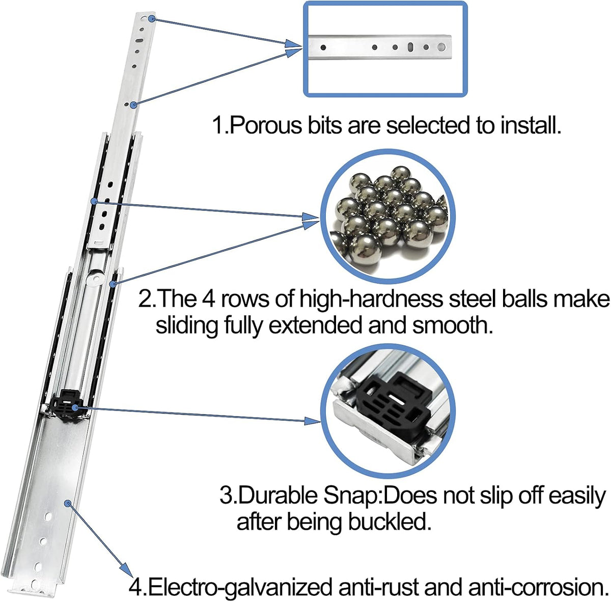 1 pair 20 inch 500 lb capacity heavy, close-up detail