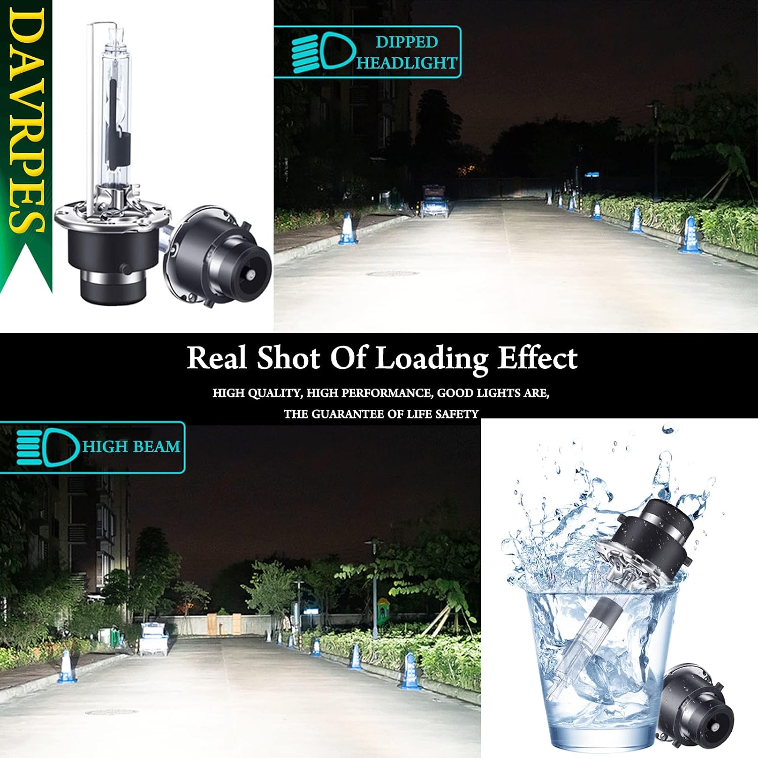 D2R 35W 6000K Cold White Xenon HID Headlight Bulbs Replacement for Low Beam High Beam 85126UB 66250 85126WX Waterproof Headlight Bulb -Pack of 2PCS
