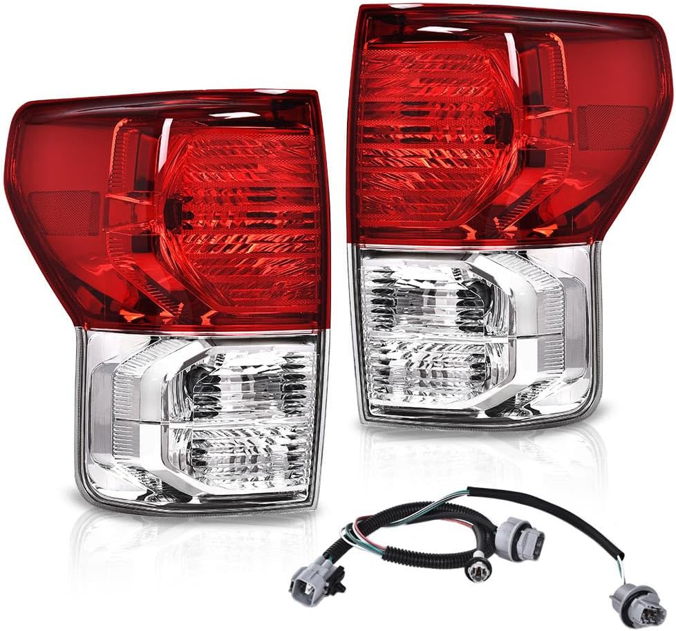 G-PLUS Tail Lights Assembly Compatible with Toyota Tundra 2007-2013,Rear Brake Tail Lamps w/Wiring Harness,Driver Left & Passenger Right Luces Traseras, Faros Traseros, Luces Traseras