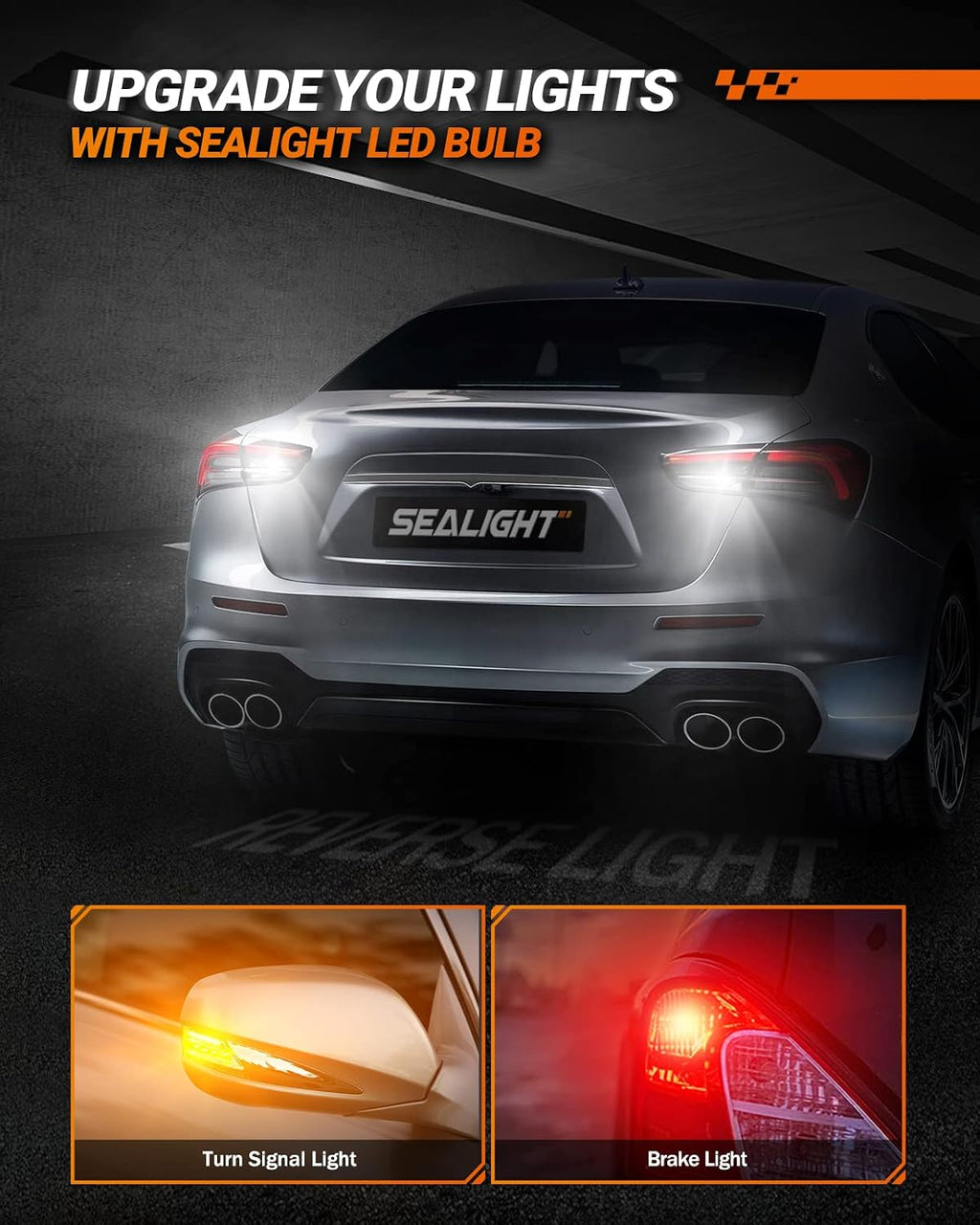 SEALIGHT 7443 7440 LED Bulb White Reverse Light, 7441 7444 T20 W21W LED Light Bulb with Projector for Backup Light,Tail Light,Brake Parking，Running Board Lights, Pack of 2