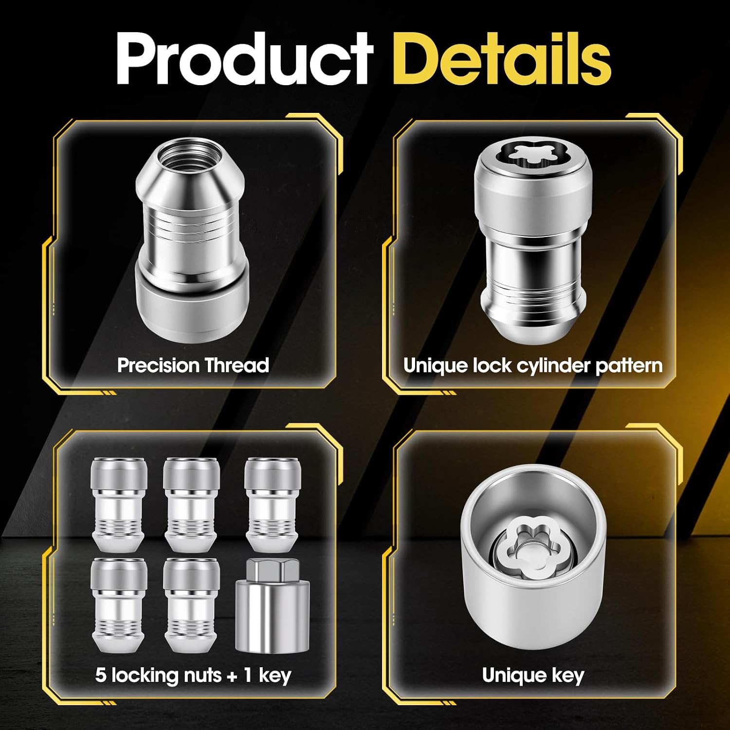 Wheel Lock Lug Nut Set Anti-Theft Security Locking Lug Nut Compatible with Jeep Vehicle 2018-2024 Wrangler JL 2020-2024 Gladiator JT Replace OE 82215711 and 82215711AA