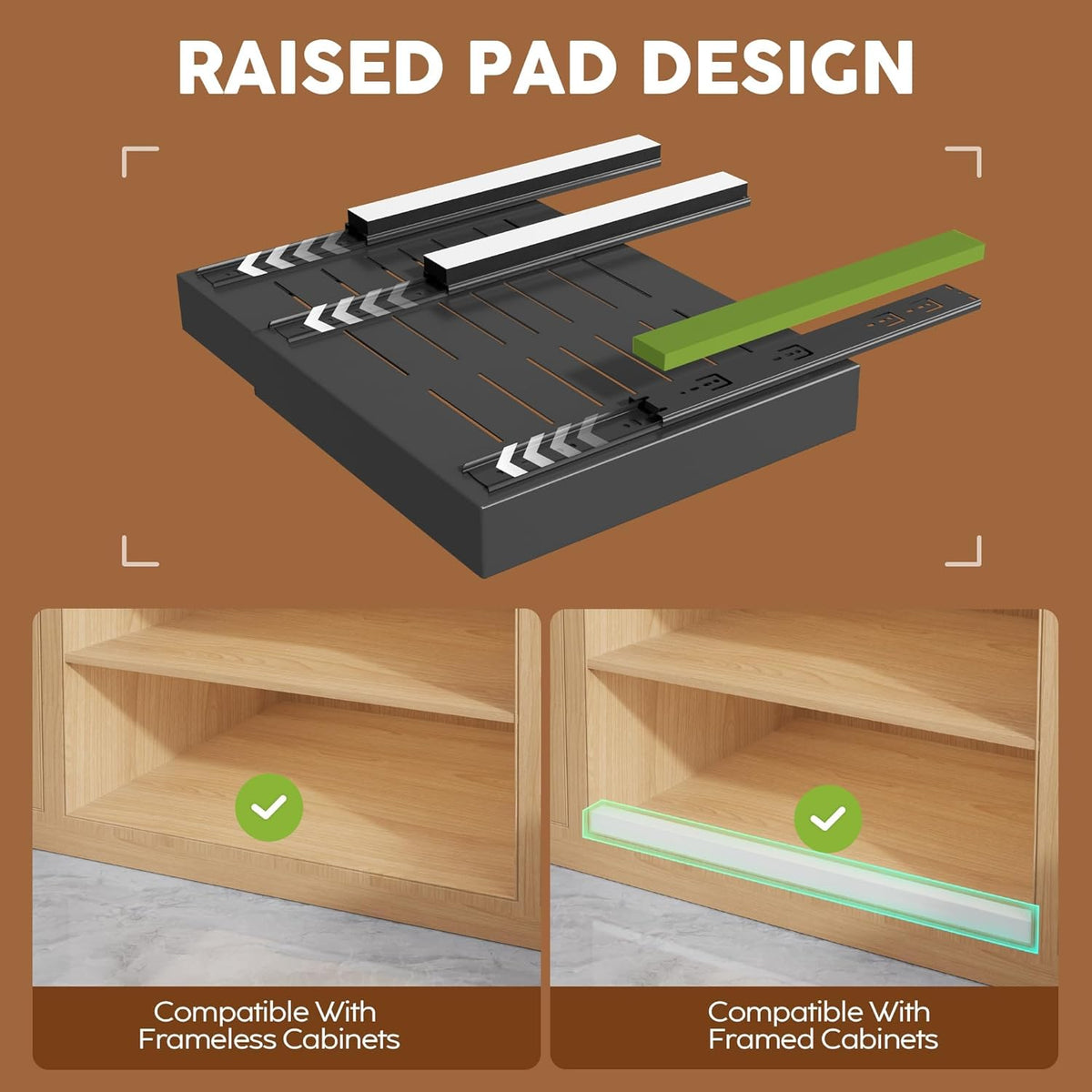 seinloes 2pack expandable pull out cabinet organizer 21"deep shown in use