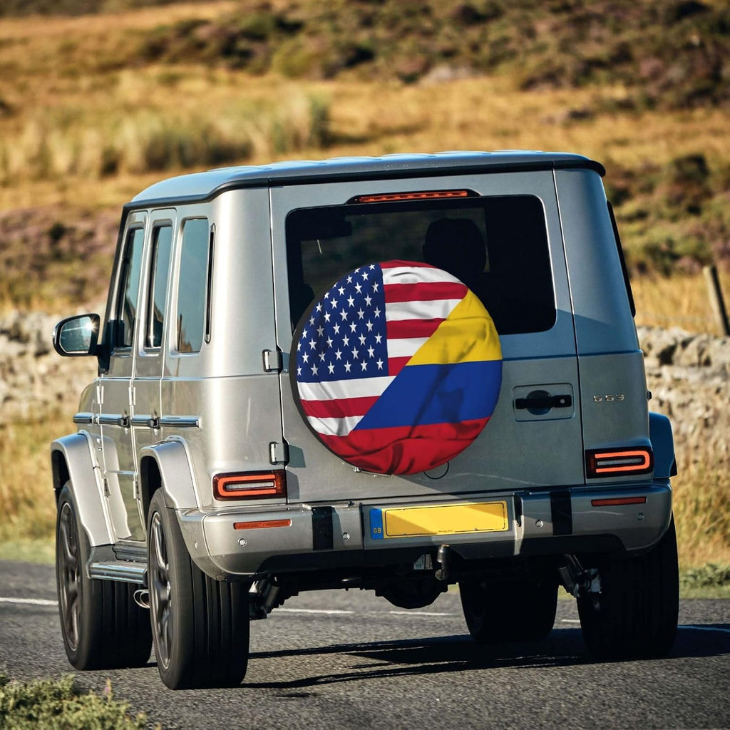 Colombia American Flag Spare Tire Cover Waterproof Sunproof Universal Fit for SUV Jeep Trailer RV Wheel Protectors Outdoor Accessories