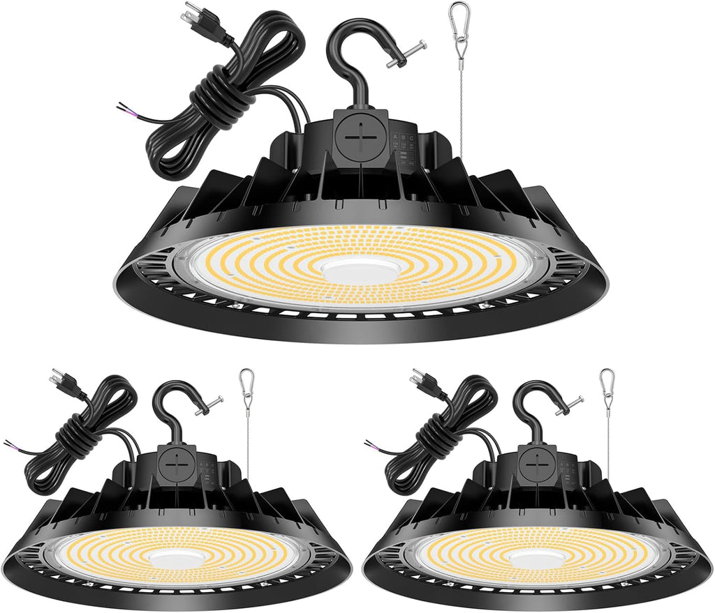 3Pack LED High Bay Lights, 200W UFO High Bay LED Shop Lights, 30000LM