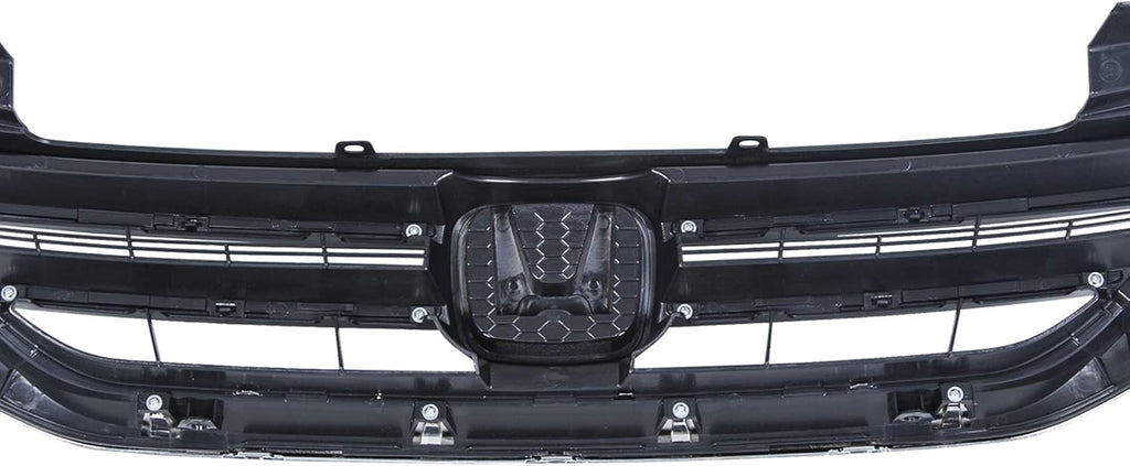 ALMULOO Front Bumper Grill Compatible with 2013-2015 Honda Accord 4Door Sedans Only Upper Black Chrome Grille ABS Plastic Replacement for 71121T2FA01 HO1200214