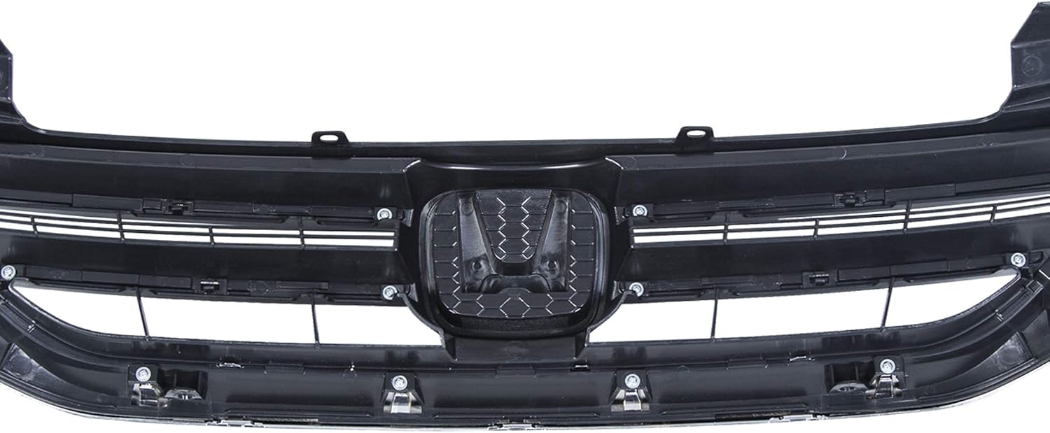 ALMULOO Front Bumper Grill Compatible with 2013-2015 Honda Accord 4Door Sedans Only Upper Black Chrome Grille ABS Plastic Replacement for 71121T2FA01 HO1200214