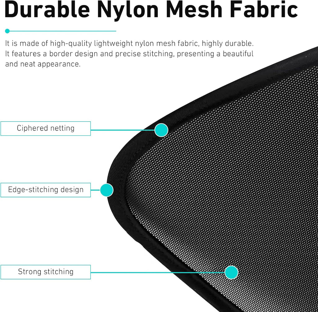 2 PCS Car Window Shades for Side Window, 19.7"x11.8" Mesh Side Window Covers, Cars Windows Sun Shade with Suction Cup, Fit for Most Cars (Black)