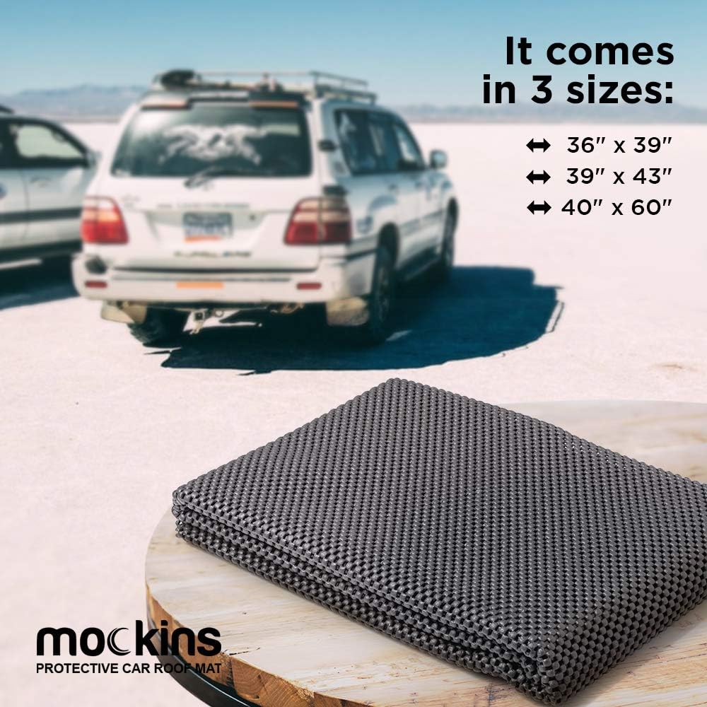 Mockins 43" x 39" Non-Skid Anti Slip Mat for Car Roof Cargo | Soft Roof Rack Pads | Auto Roof Mat & Cargo Liner for SUV Car Truck & Van | Customizable Multifunctional Anti Slip Car Mat
