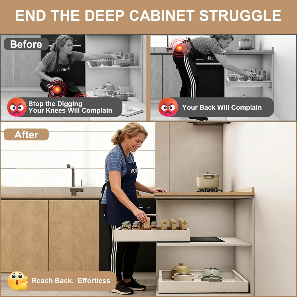 fokyfok pull out cabinet organizer,7"-11"w,17"-24"d,expandable,adhesive, side view
