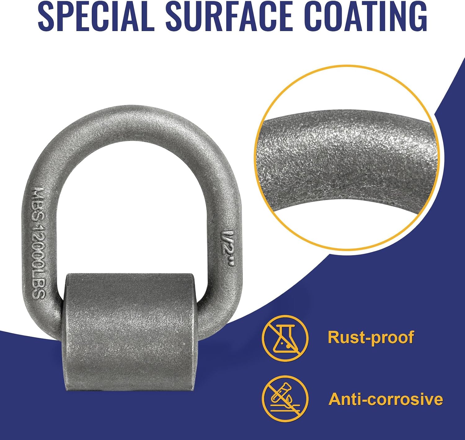 Grandroad auto 20 Pack Weld-On Forged D Ring, Heavy Duty 1/2" D-Ring Trailer Tie Down Anchor with MBS:12,000 lbs for Trailer, Truck Cargo, RV, ATV Tiedowns, Farm Applications and More.