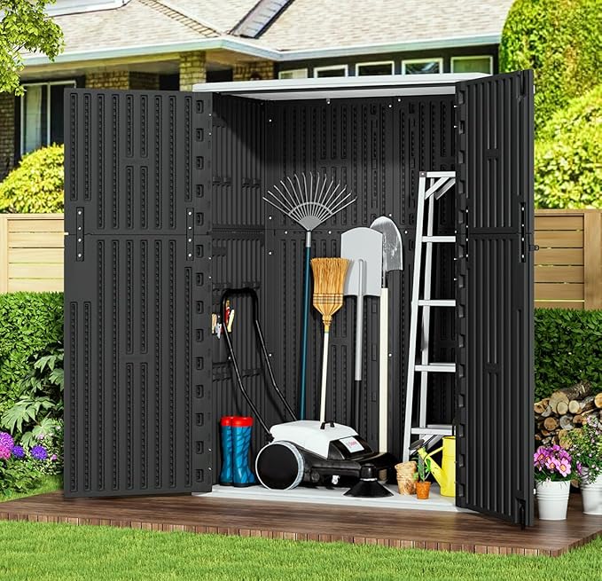 KINYING Outdoor Storage Cabinet Waterproof, 57 Cu.ft Resin Vertical Outdoor - Image 2
