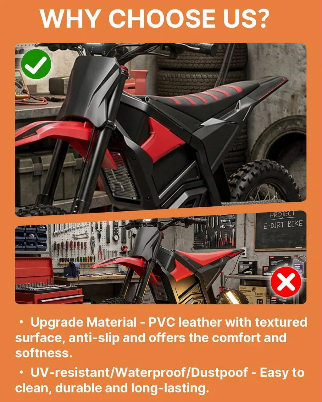 Ebike Seat Cover for Yozma in 10 Electric Dirt Bike, Anti-Slip and Waterproof, Thickened Seat Cover for Yozma in 10 Electric Motorcycle, Ebike Upgraded Replacement Part, Black