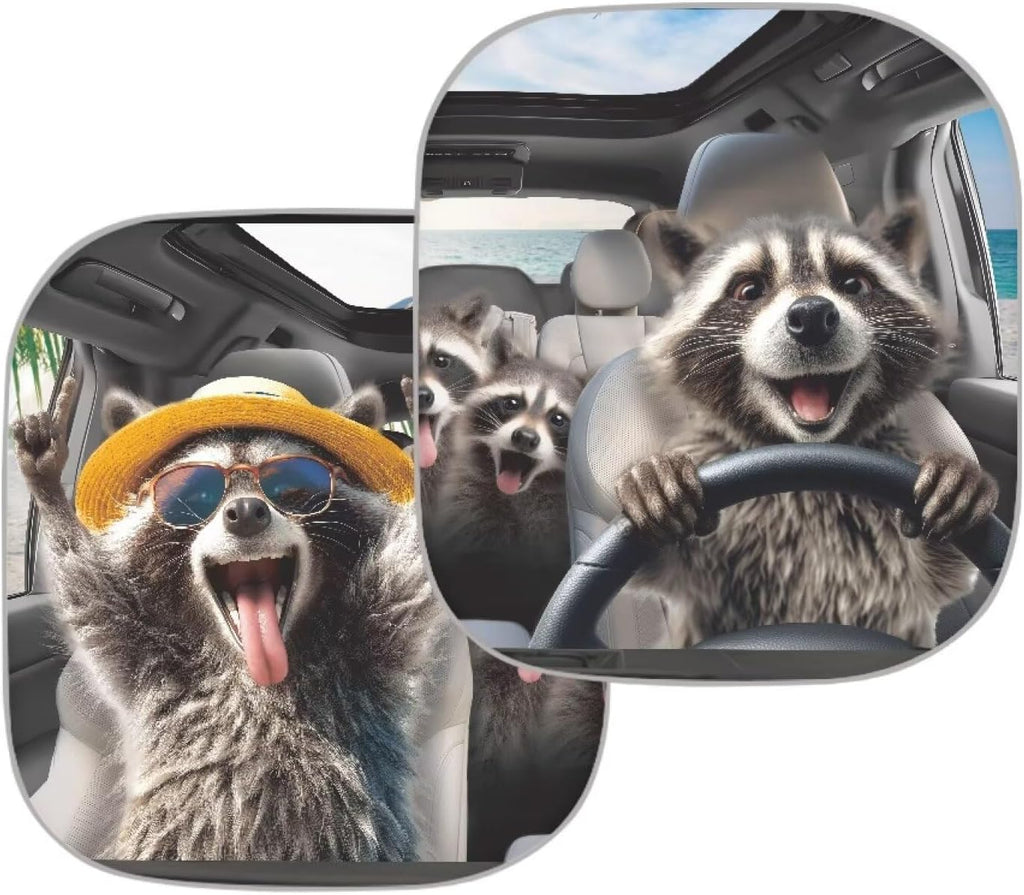 AFPANQZ 3D RaccoonUV Protection Foldable Windshield Washable Sun Shades Universal Fit for Car Auto Sedan Truck SUVs Travel Outdoor Packing 28.5"x25.5"