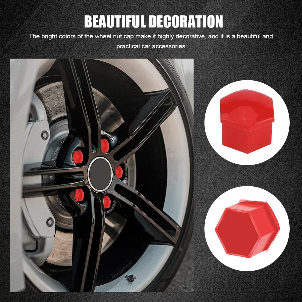 20Pcs Wheel Lug Nut Covers for Honda Accord 2018-2022, Bolt Screw Caps Hexagonal Rim Protector Exterior Decor ABS Plastic,Red-17mm