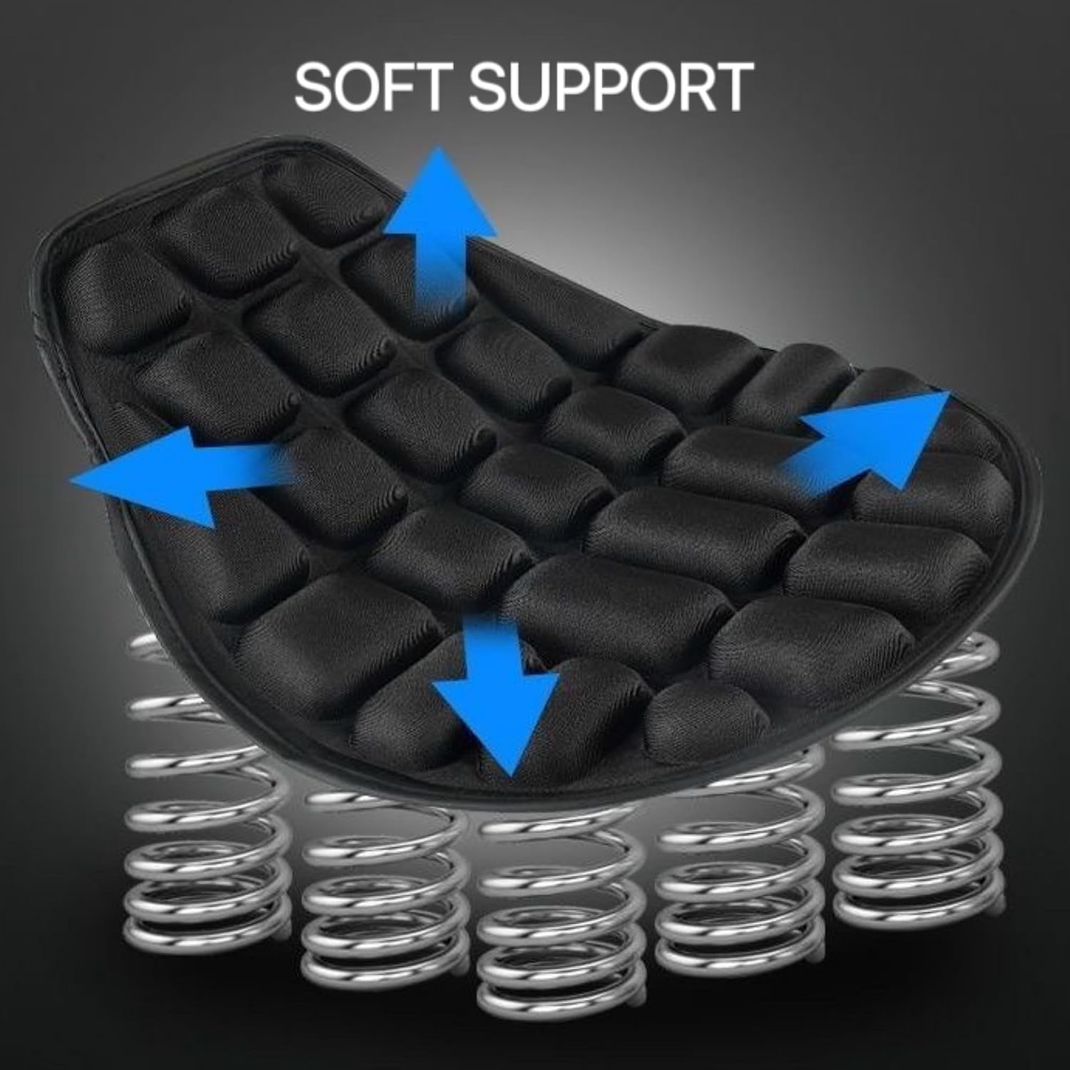 Universal Motorcycle Seat Cushion - 3D Shock-Absorbing Spandex Padded Seat Cover Protector - Black