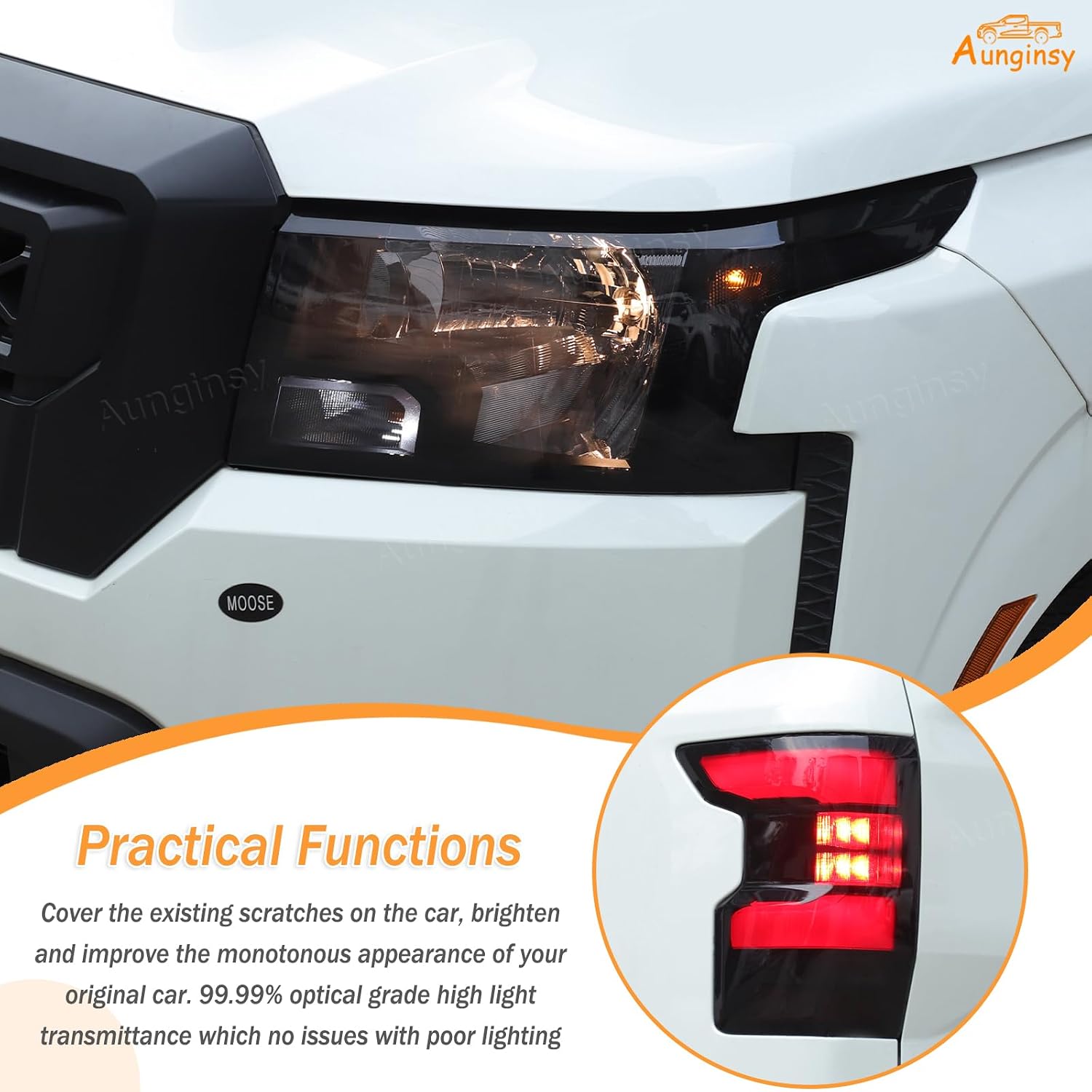 Car Front Headlight Tint Film & Rear Taillight Trim Sticker Compatible with Nissan Frontier 2022-2025, Precut Taillight Headlight Lamp Overlay Kit Black Transparent TPU Decals Protector Accessories