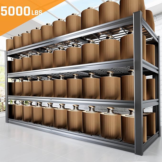 77" W Storage Shelves Heavy Duty Garage Shelving 4 Tier Metal Shelving Unit - Image 4