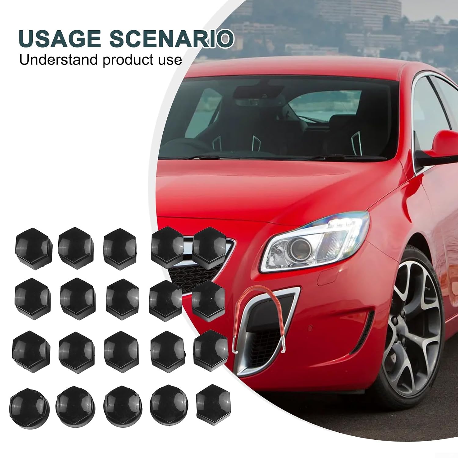 20 PCS Wheel Lug Nut Covers 19Mm for Vauxhall Astra J K for Mokka for Insignia B for Zafira C for MERIVA Black Plastic Cap Set with Removal Tool Suitable for 19MM Wheel Bolts Matte Finish DIY Install